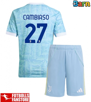 Juventus Andrea Cambiaso #27 Bortatröja Barn 2025-26 Kortärmad (+ Korta byxor)
